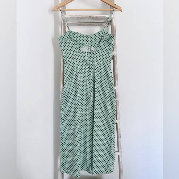 ZARA Linen Blend Polka Dot Turquoise Dress NWT Size Small - Picture 7 of 10